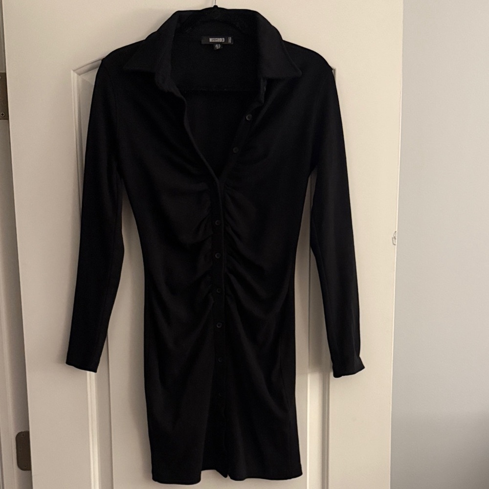 Missguided Black Long Sleeve Dress